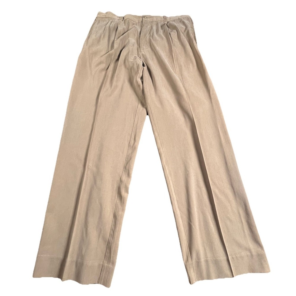 Tommy Bahama Silk Rayon Soft Dress Pants Mens 36x30 Beige‎ Taupe Pleated Front